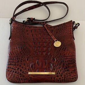 NWT Brahmin Jody Pecan Melbourne Croc-Embossed Leather Crossbody